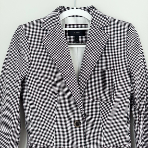 J. Crew Rhodes Micro-Gingham Plaid Blazer Jacket Size 0 Office Preppy Academia - Picture 8 of 16